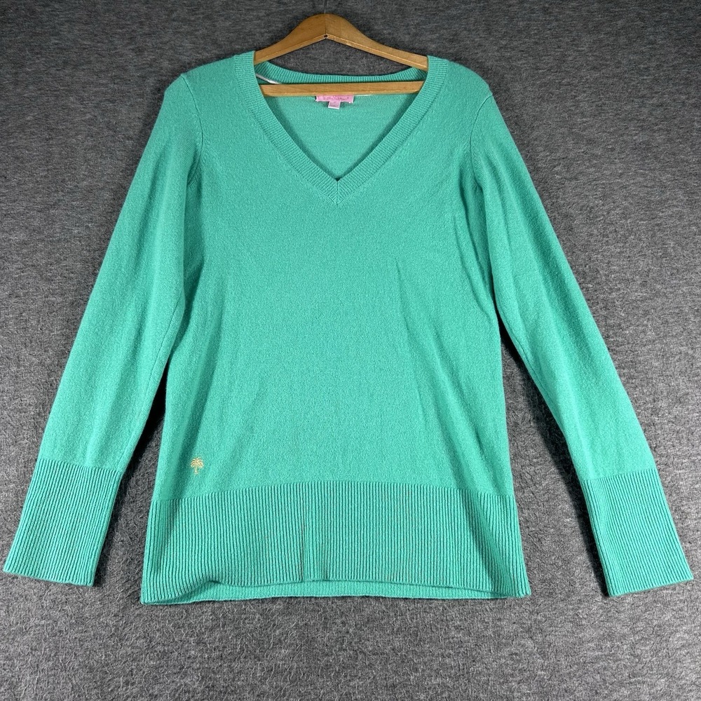 Lilly Pulitzer V-neck Cashmere Green Sweater Size M Medium